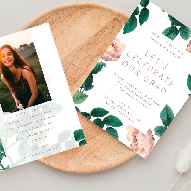 Rosa Antike Rose Foto Universität Grad Einladung (Von Creator hochgeladen)