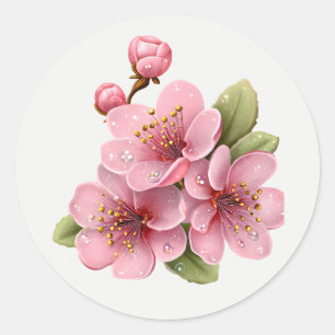 Rosa Apfelblüten-Garten-Blume Florale Kunst Runder Aufkleber