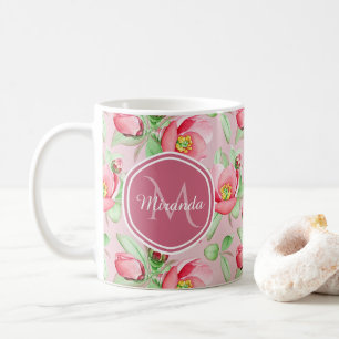 Rosa Apfelblüten-Monogramm Tasse