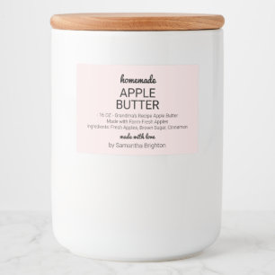 Rosa Apfelbutter Küchen Vorrat Glas Etikett