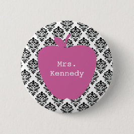 Rosa Apple-Damast-Lehrer Button