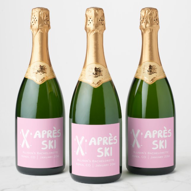 Rosa Apres Ski Junggeselinnen-Abschied Champagne (Flaschen)