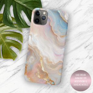 Rosa Aqua Blau Gold Weiß Marmor Kunst Muster iPhone 16 Pro Max Hülle