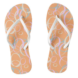 Rosa Aqua Creme Pastell Blasen auf Orange Flip Flops