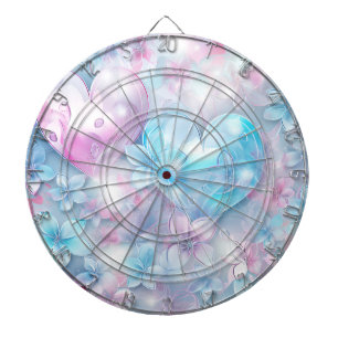 Rosa Aqua Herz und Blume Dartboard Dartscheibe