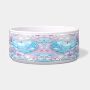 Rosa Aqua Herz und Blume Keramik Pet Bowl Napf