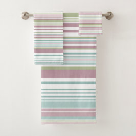 Rosa, Aqua, Minze, Frühlingsregen und Malvenstreif Badhandtuch Set