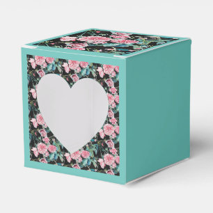 Rosa Aqua-Rosen-Blumen-Teeparty-Torte-Bevorzugungs Geschenkschachtel