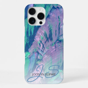 Rosa Aqua Türkis Blauer Abalone Muschel Muster iPhone 16 Pro Max Hülle