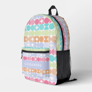 Rosa Aqua Violett Orange Midcentury Kreise Muster Bedruckter Rucksack