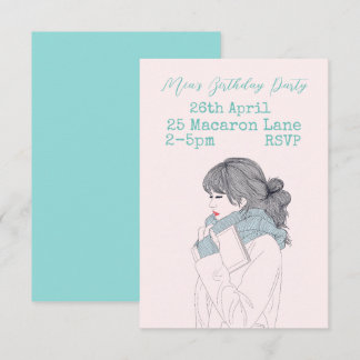 Rosa Aqua zwischen Teenager-Geburtstagsparty Einladung