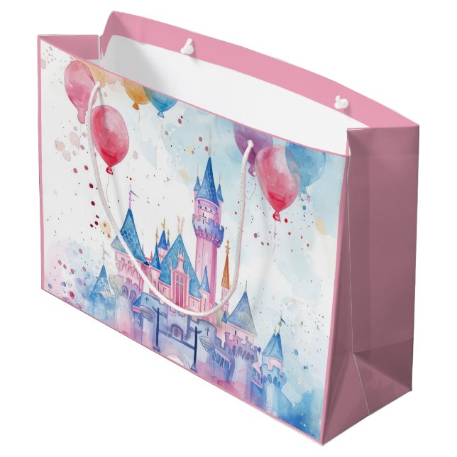 Rosa Aquädukte Burg Große Geschenktüte (Rückseite Schrägansicht)