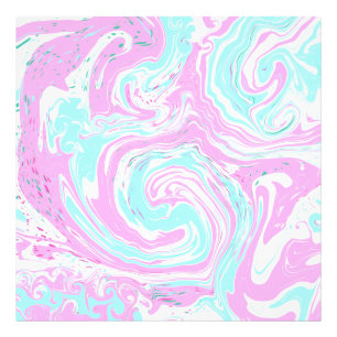 Rosa, Aquamarin blaue, wirbelnde Marmorflüssigkeit Fotodruck