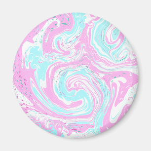 Rosa, Aquamarin blaue, wirbelnde Marmorflüssigkeit Magnet