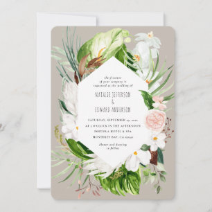 Rosa, aquamarin + orchid tropische Blumen Hochzeit Save The Date