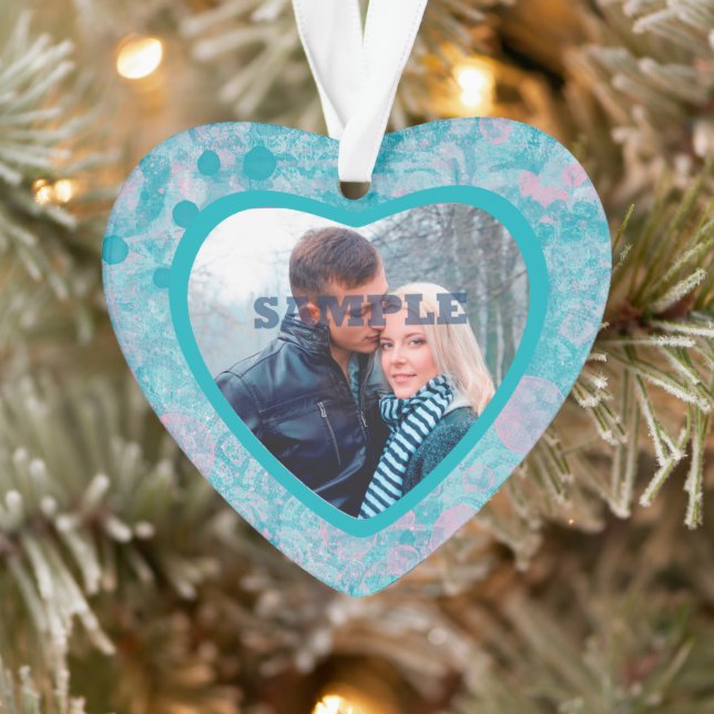 Rosa Aquamarine Abstrakte Kunst Valentine Fotovorl Ornament (Baum)