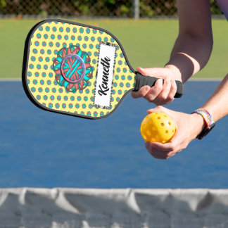 Rosa Aquamarine Blume Ribbon von Kenneth Yoncich Pickleball Schläger