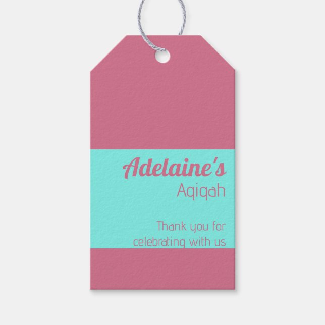 Rosa Aquamarine Solid Color Schlicht, Aqiqah Baby  Geschenkanhänger (Vorderseite)