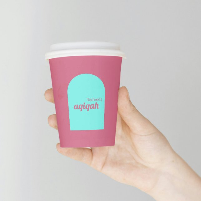 Rosa Aquamarine Solid Color Schlichte Aqiqah Baby  Pappbecher (Von Creator hochgeladen)