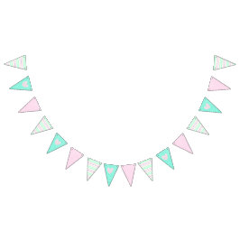 Rosa, aquamarine und gestreifte Herz-Flaggen-Fahne Wimpelkette