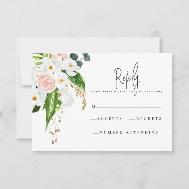 Rosa, aquamarine und orchide tropische Blüte R.S.V RSVP Karte (Vorderseite)