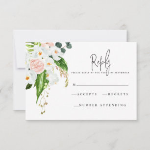 Rosa, aquamarine und orchide tropische Blüte R.S.V RSVP Karte