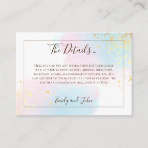 Rosa Aquamarine Wasserfarbe Gold Confetti Hochzeit Begleitkarte