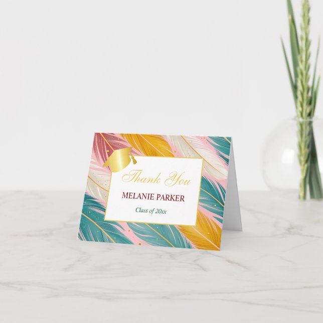 Rosa Aquamariner Uni-Abschluß Dankeskarte (Vorderseite)