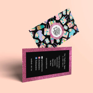 Rosa Aquamarines Blumenmuster-Glitzer Etsy Zuhause Visitenkarte