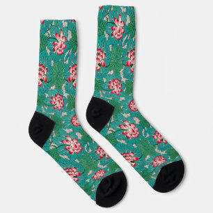 Rosa Aquamarines chinesisches Lotusmuster Socken