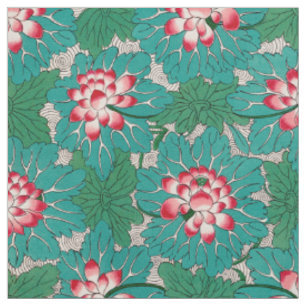 Rosa Aquamarines chinesisches Lotusmuster Stoff