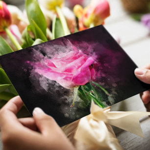 Rosa Aquarell auf schwarzem Hintergrund Postkarte