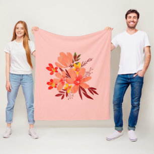 Rosa Aquarell-Blume Fleecedecke