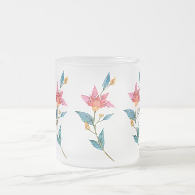 Rosa Aquarell-Blume Mattglastasse (Mittel)