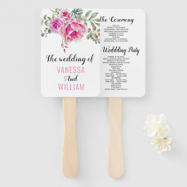 Rosa Aquarell Blume Typografie Hochzeitsprogramm Fächer