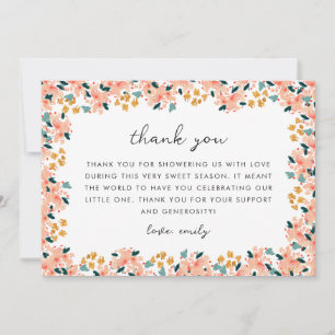 Rosa Aquarell Blumen Garten Baby Shower Dankeskarte