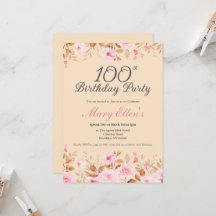 Rosa Aquarell Blumen Grünzeug Einhundert