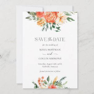 Rosa Aquarell-Blumen Hochzeit Termin vormerken Save The Date