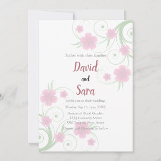 Rosa Aquarell-Blumen-Hochzeitseinladung | Sanft Einladung
