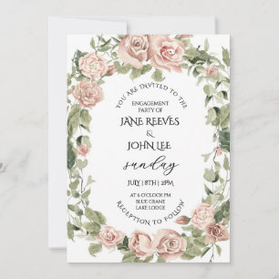 Rosa Aquarell Blumen Verlobungsfeier Einladung