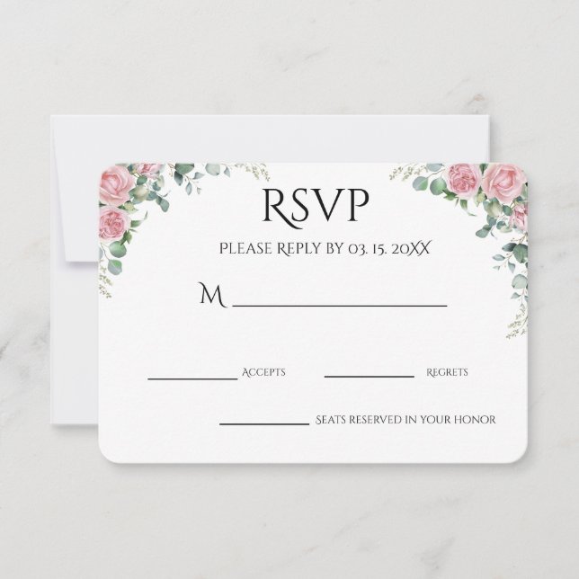 Rosa Aquarell-Blumen-Verlobungsfeier RSVP Karte (Vorderseite)