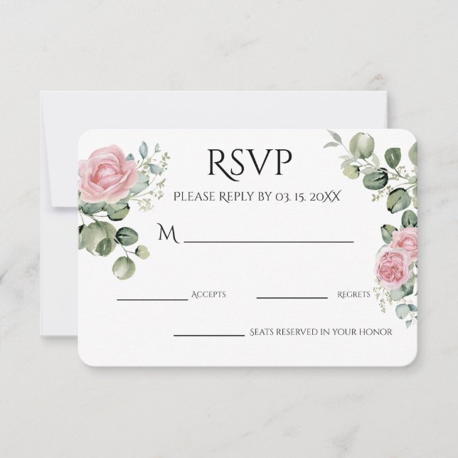 Rosa Aquarell-Blumen-Verlobungsfeier RSVP Karte (Vorderseite)