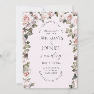 Rosa Aquarell-Blumen-Verlobungsparty Einladung