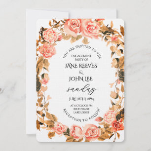 Rosa Aquarell-Blumen-Verlobungsparty Einladung