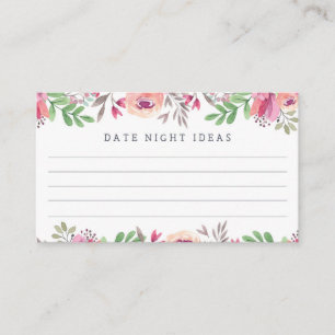 Rosa Aquarell-Blumendatums-Nachtideen Begleitkarte