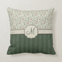 Rosa Aquarell-Blumenreben, Streifen und Monogramm