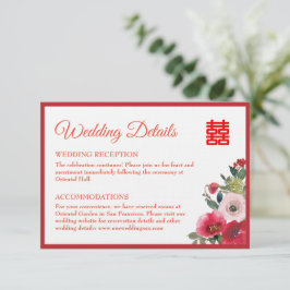 Rosa Aquarell Blumenzwiebeln Chinesische Hochzeits Begleitkarte