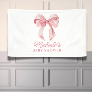 Rosa Aquarell Coquette Bow Minimal Babydusche Banner