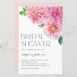 Rosa Aquarell Dahlia Bridal Dusche Einladung