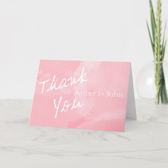 Rosa Aquarell danken Ihnen Dankeskarte (Vorderseite)